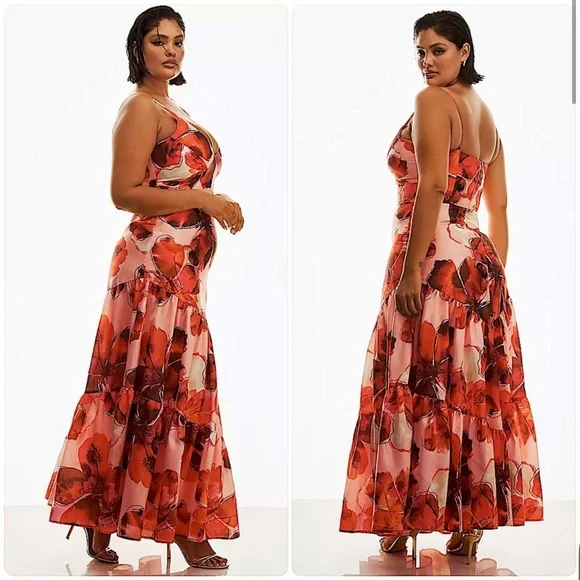 Anthropologie 20W Hutch Arden Sleeveless Tiered Floral A-Line Maxi Dress Anthropologie 20W Hutch Arden Sleeveless Tiered Floral A-Line Maxi Dress